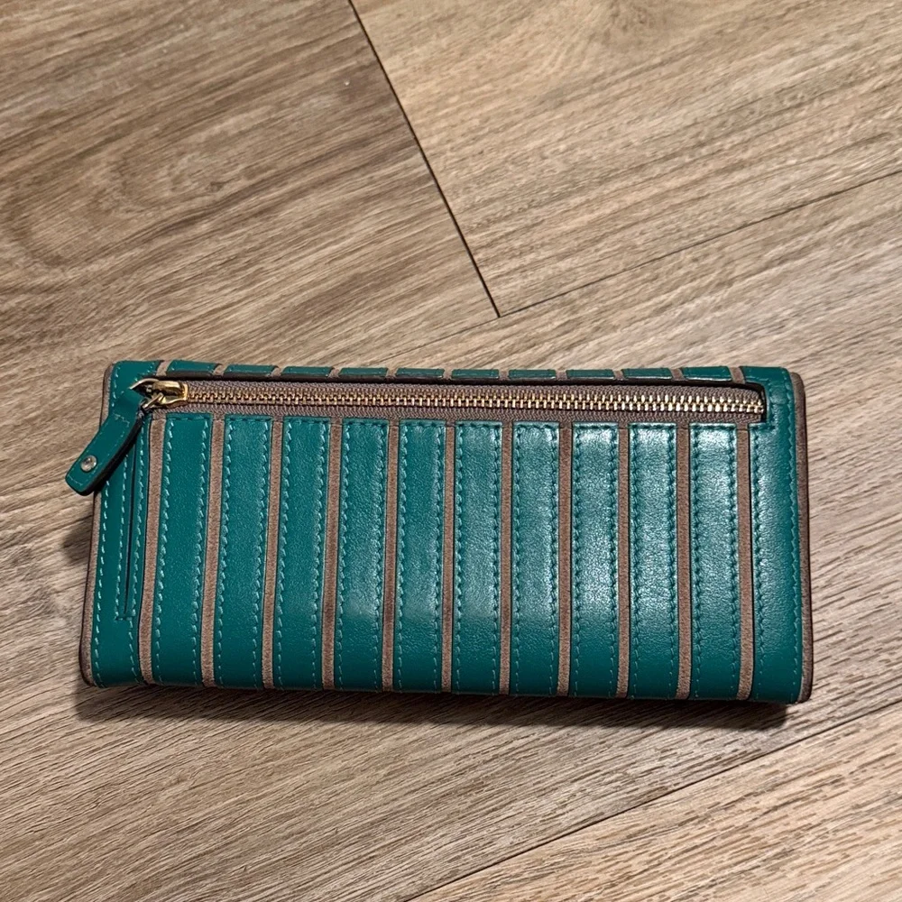 Anya Hindmarch Green and Tan Striped Wallet - Picture 3 of 9